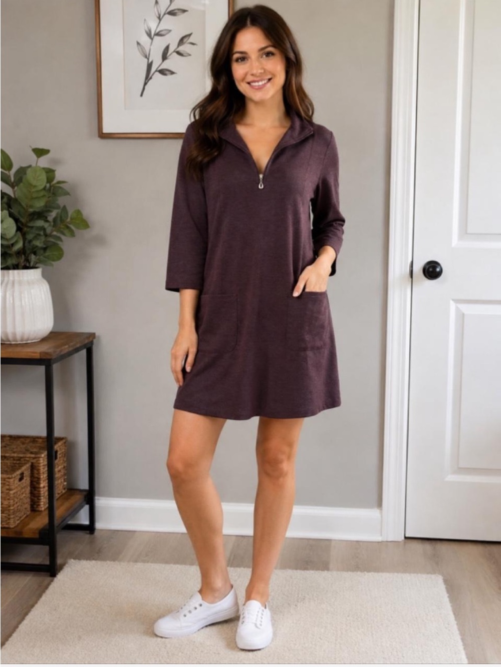 NorthStyle plum half-zip mini dress